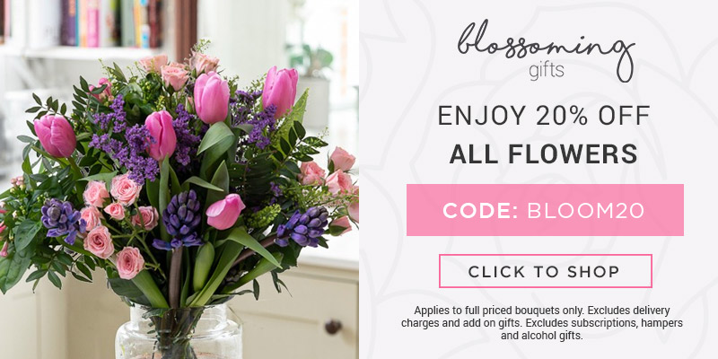 Use code BLOOM20 for 20% off all full priced bouquets at Blossoming Gifts. Excludes delivery charges & add-on gifts, subscriptions, hampers, and alcohol. 