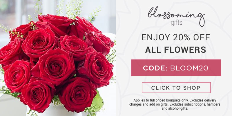 Use code BLOOM20 for 20% off all full priced bouquets at Blossoming Gifts. Excludes delivery charges & add-on gifts, subscriptions, hampers, and alcohol. 