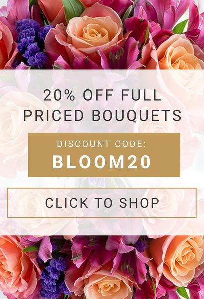Use code BLOOM20 for 20% off all full priced bouquets at Blossoming Gifts. Excludes delivery charges & add-on gifts, subscriptions, hampers, and alcohol.