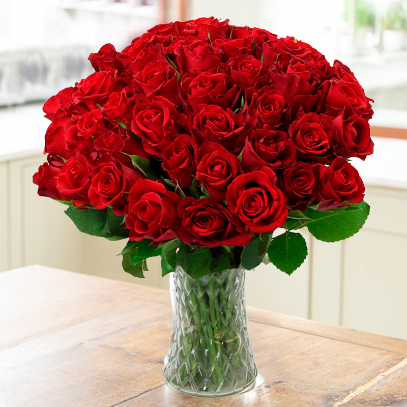50 Red Roses - Next Day Flower Delivery UK - Blossoming Gifts