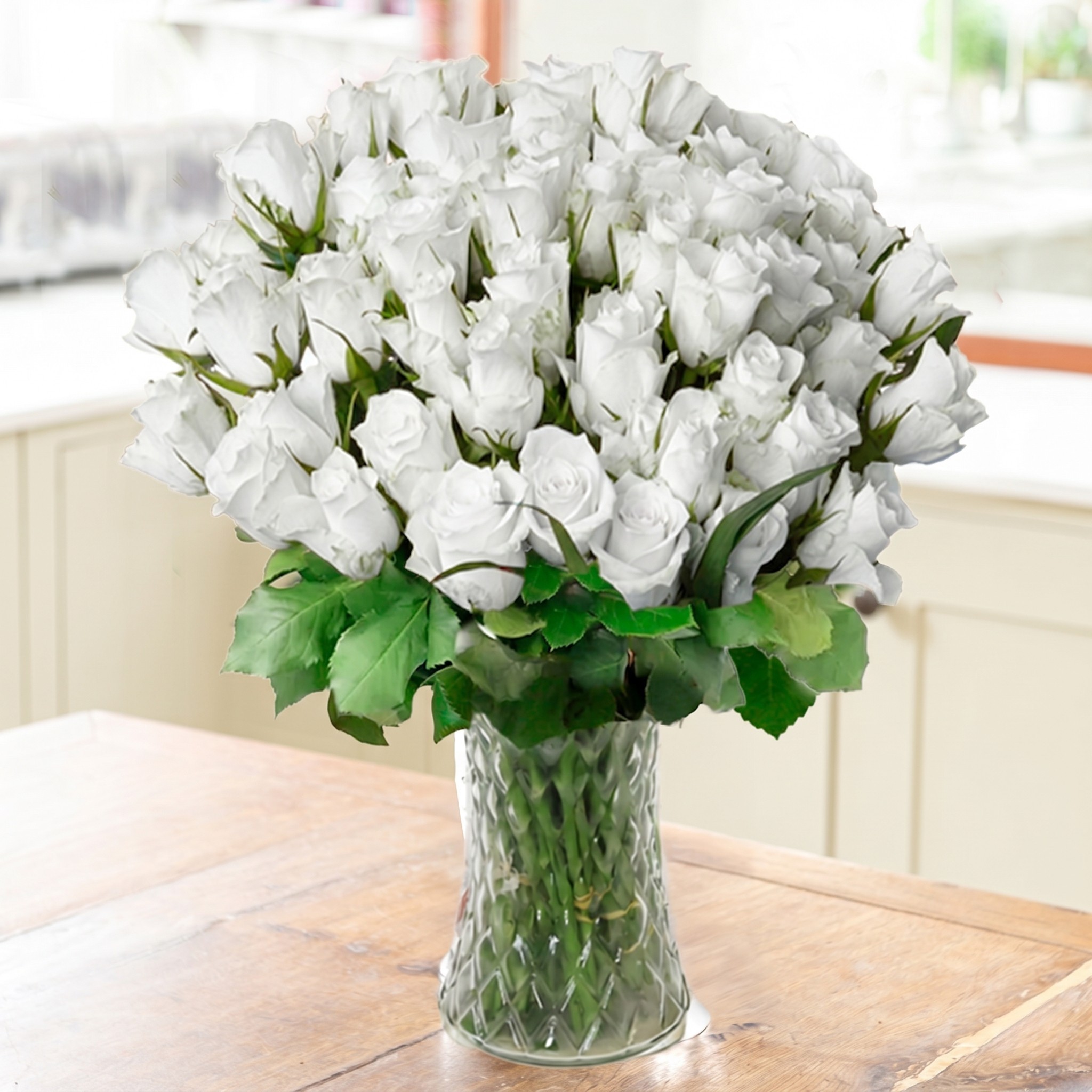 50 White Roses - Next Day Flower Delivery UK - Blossoming Gifts