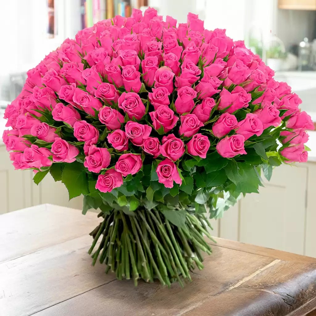 200 Pink Roses - Next Day Flower Delivery UK - Blossoming Gifts