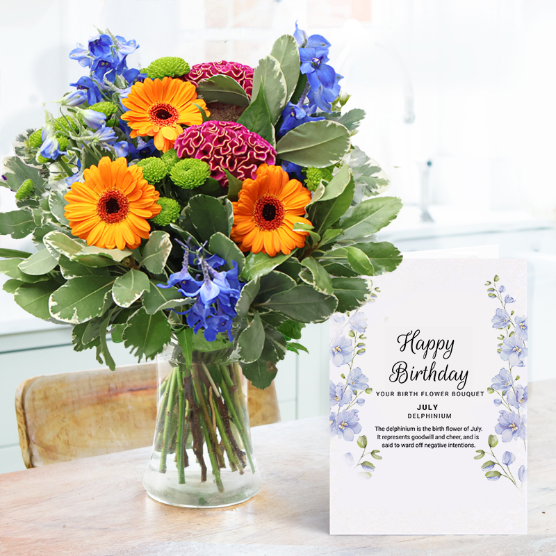 July Birthday Flower Gift Set - Giftset - Next Day Flower & Gift Delivery UK - Blossoming Gifts