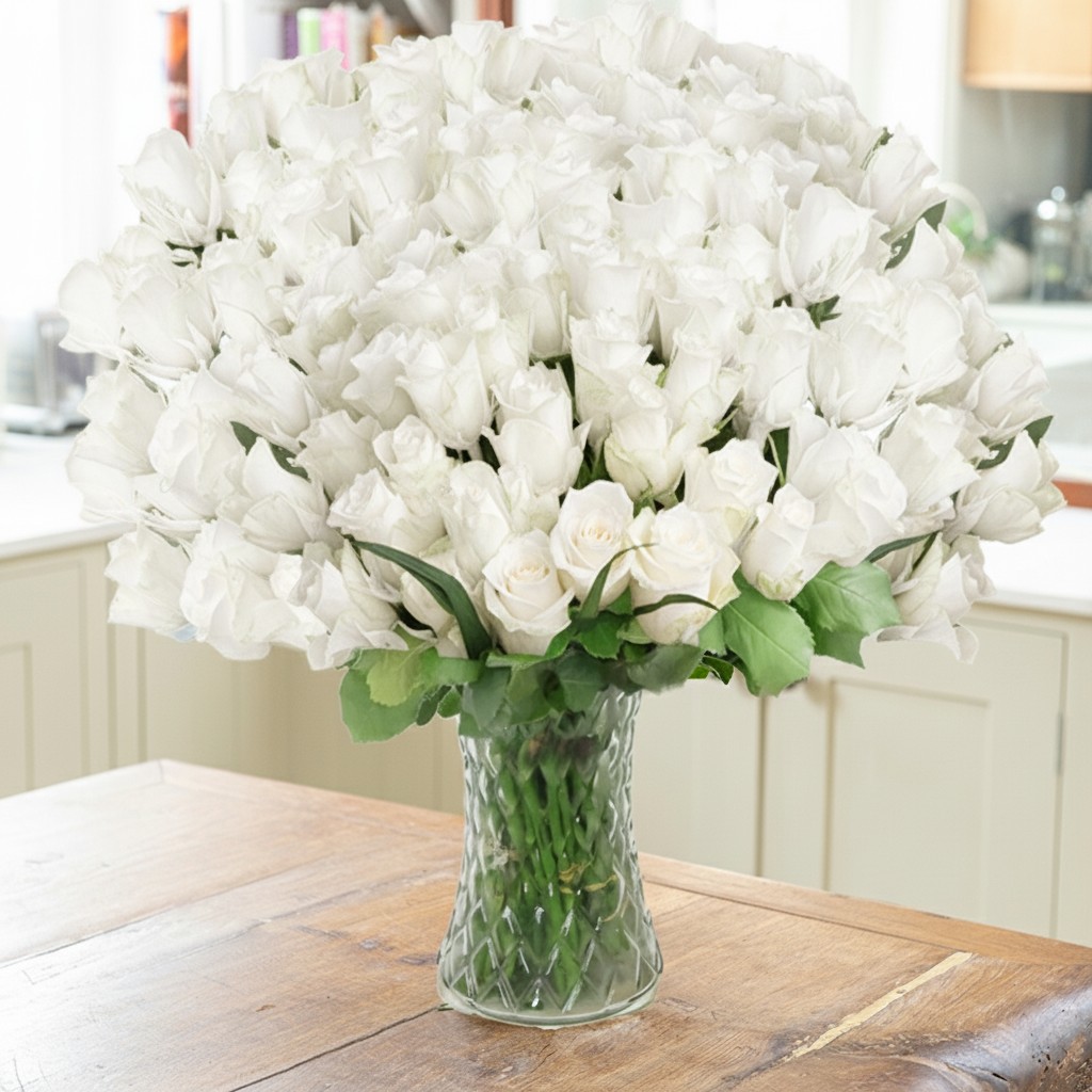 100 White Roses - Next Day Flower Delivery UK - Blossoming Gifts