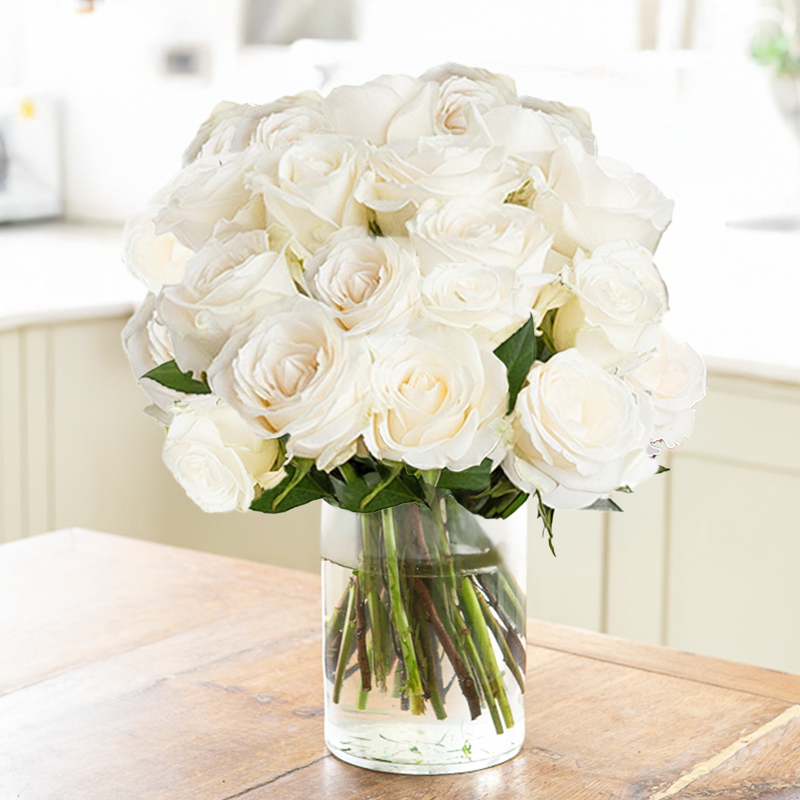 12-24 White Roses Delivered - Bouquet Roses - Next Day Flower Delivery UK - Blossoming Gifts