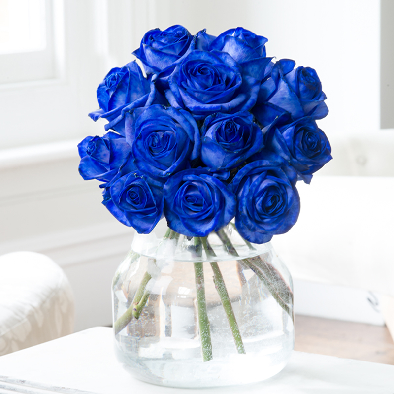 Rose Bouquet - Blue Dyed Flowers - Next Day Flower Delivery UK - Blossoming Gifts