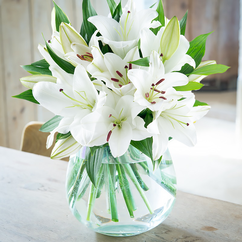 Lily Bouquet - White Flower Bouquet - Casablanca Lillies - Next Day Flower Delivery UK - Blossoming Gifts