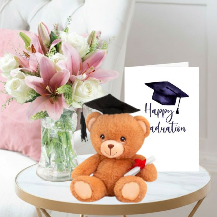 Beautiful Lily & Rose, Keels Graduation Bear & Graduation Card Beautiful Lily & Rose, Keels Graduation Bear & Graduation Card