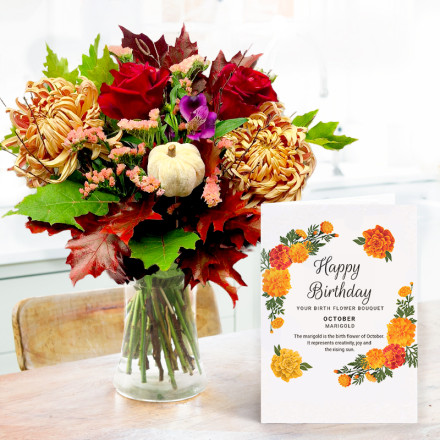 October Birthday Bouquet Gift Set October Birthday Bouquet Gift Set