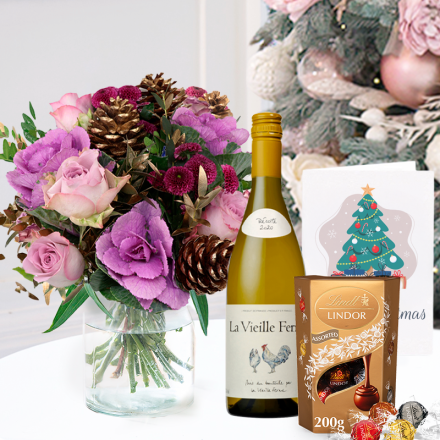 Purple Haze, La Vielle Ferme White (75cl), Lindor Assorted Truffles (200g) & Christmas Card Purple Haze, La Vielle Ferme White (75cl), Lindor Assorted Truffles (200g) & Christmas Card