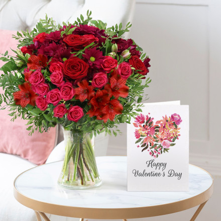 Rouge Romance, Vase & Valentine's Card Rouge Romance, Vase & Valentine's Card