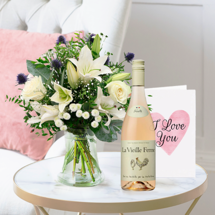 Blue Serenity, La Vielle Ferme Rosé (75cl) & Romance Card