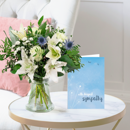 Blissful White, Vase & Sympathy Card