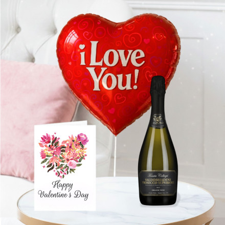 I Love You Balloon, Fidora Prosecco (75cl) & Valentine's Day Card