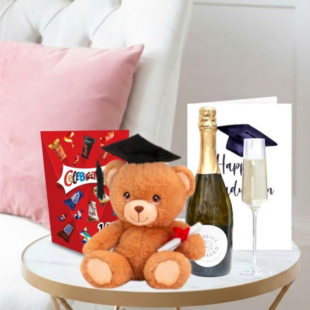 Keeleco Graduation Bear (15cm), Celebrations (163g), Adalina Prosecco (75cl) & Graduation Card Keeleco Graduation Bear (15cm), Celebrations (163g), Adalina Prosecco (75cl) & Graduation Card