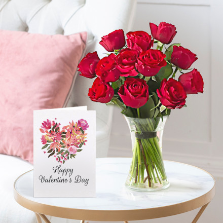 Letterbox Valentine's 12 Red Roses & Valentine's Card Letterbox Valentine's 12 Red Roses & Valentine's Card