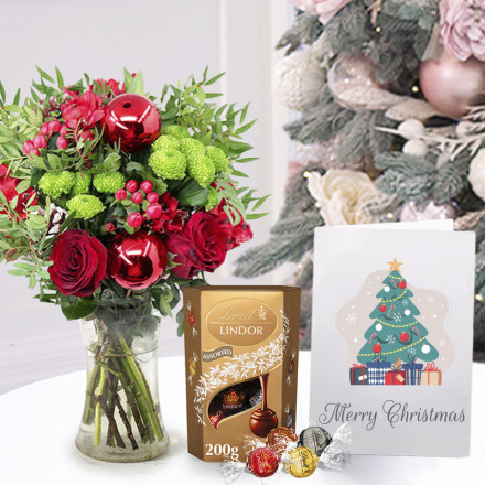 Berry Blush, Lindor Assorted Truffles (200g) & Christmas Card
