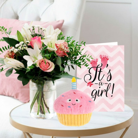 Pink Purity, Keels Snackies Cupcake & Baby Girl Card
