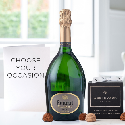 Ruinart Brut (75cl), 12 Handmade Chocolate Truffles & Occasion Card Ruinart Brut (75cl), 12 Handmade Chocolate Truffles & Occasion Card