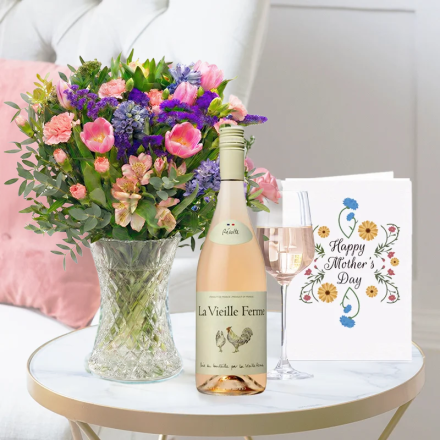 Shades of Spring, La Vielle Ferme Rosé Wine (75cl) & Mother's Day Card Shades of Spring, La Vielle Ferme Rosé Wine (75cl) & Mother's Day Card