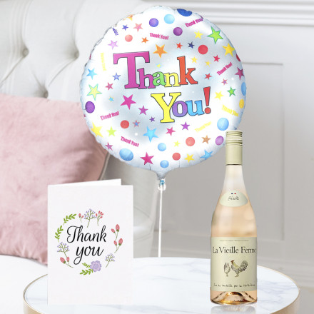 Thank You Balloon, La Vielle Ferme Rosé (75cl) & Thank You Card Thank You Balloon, La Vielle Ferme Rosé (75cl) & Thank You Card