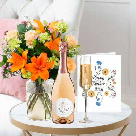 Coral Charm, Pink Prosecco (75cl) & Mother's Day Card Coral Charm, Pink Prosecco (75cl) & Mother's Day Card