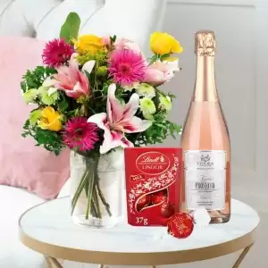 Radiant Glow, Fidora Rosé Prosecco (75cl) & Lindor Chocolates (37g)