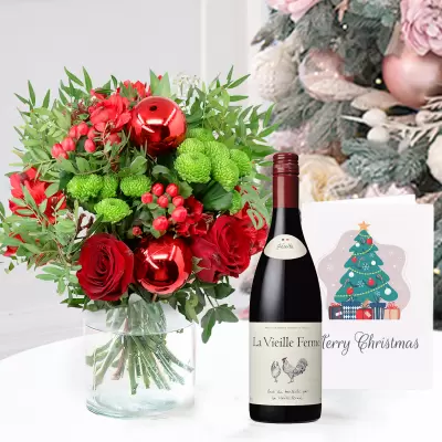 Berry Blush, La Vielle Ferme Red (75cl), Vase & Christmas Card
