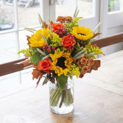 Rustic Rose and Sunflowers
