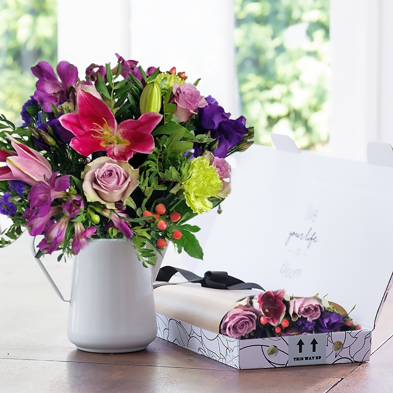 Affordable Letterbox Flowers - Flower Bouquet - LavenderPurple & Pink Roses & Lilies - Next Day Flower Delivery UK - Blossoming Gifts