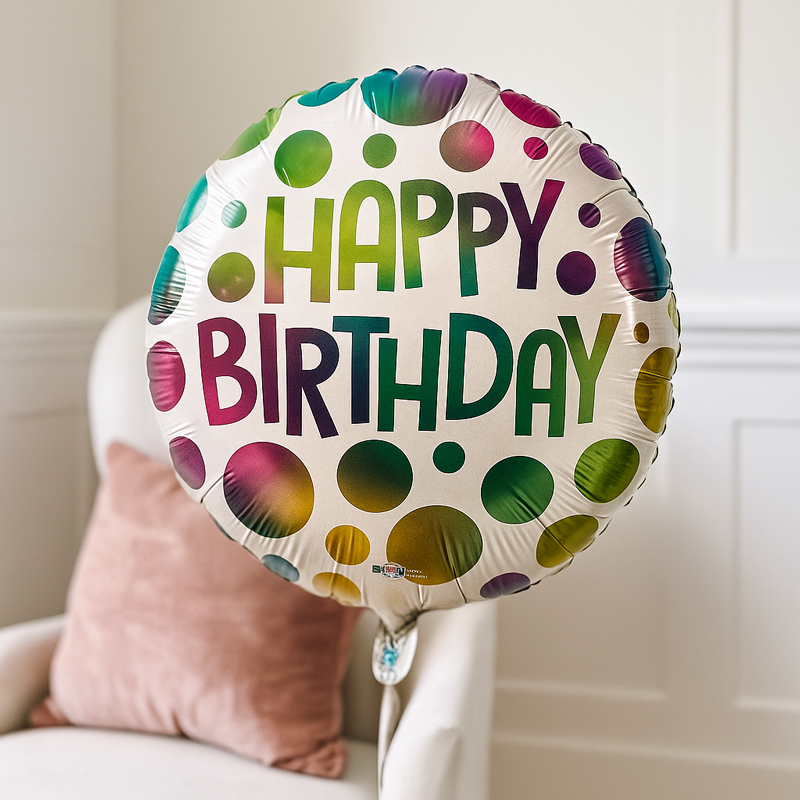 Hampers - Happy Birthday Spotted Balloon - Next Day Hamper Gift Delivery UK - Blossoming Gifts