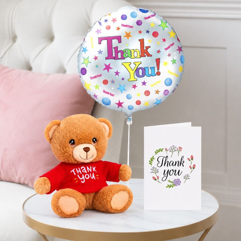 Keelco Thank You Bear (15cm) & Thank You Balloon & Thank You Card image