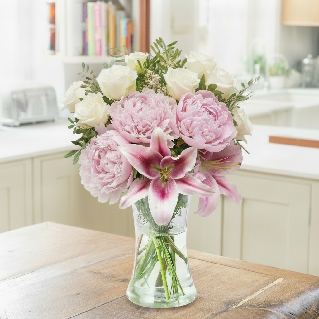 Pink Peonies, Roses & Lilies – Fresh Peonies Delivered - Next Day Flower Delivery UK - Blossoming Gifts