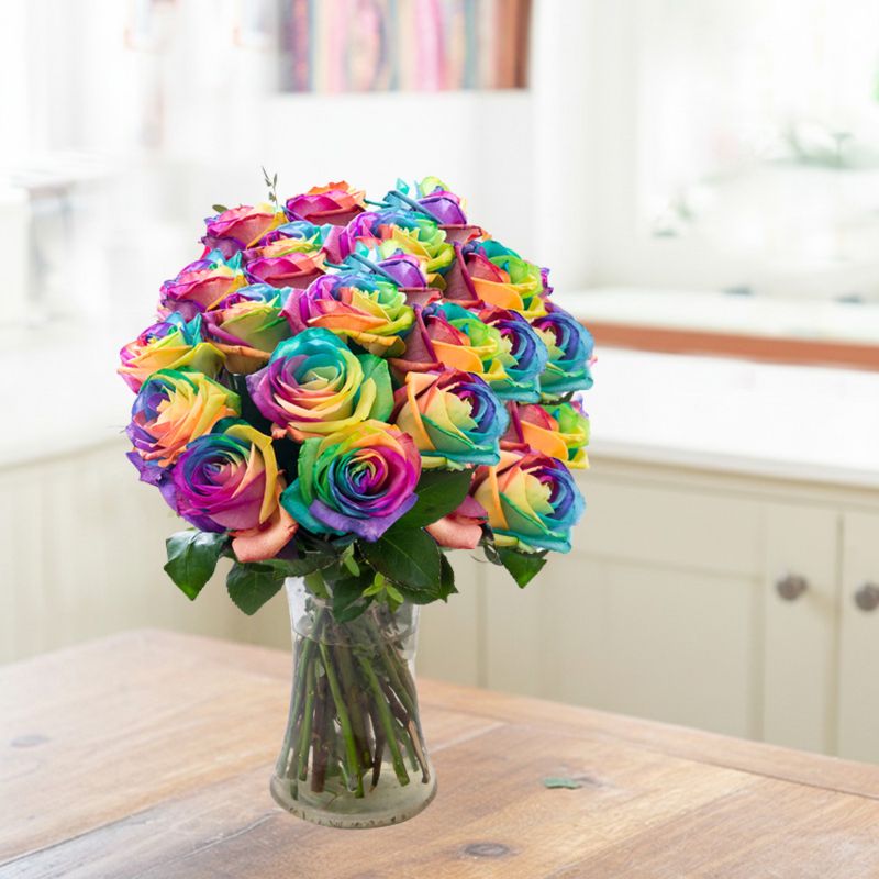 Rainbow Roses | Unique Multicoloured Roses | Bright Flower Bouquet | Rainbow Flowers | Pride Bouquet | Flower Delivery UK - Blossoming Gifts