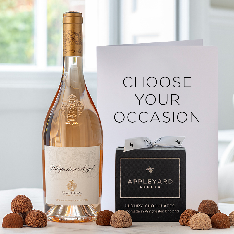 Whispering Angel Rosé Wine (75cl), 12 Handmade Chocolate Truffles & Occasion Card image